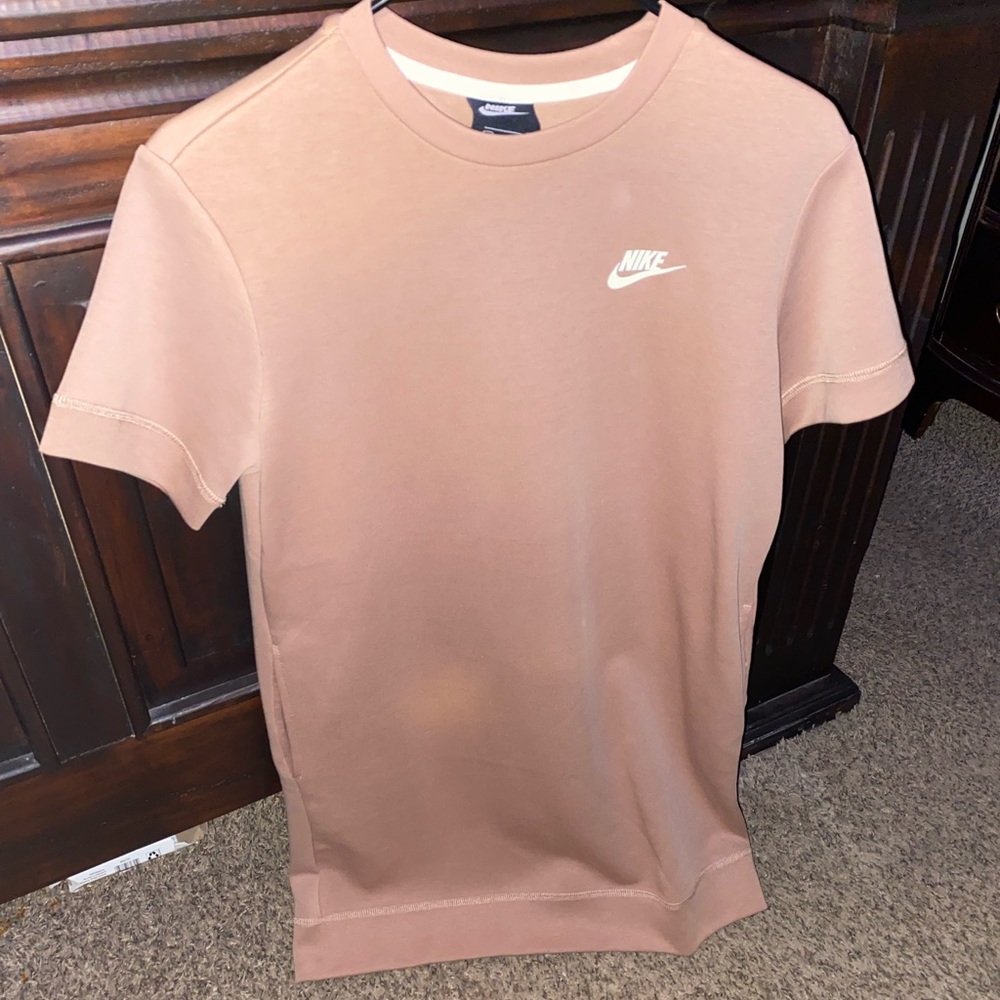 Nude Nike tee shirt dress with pockets